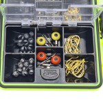 Fishing accessories kit, 24 compartments, 186 pieces, green box